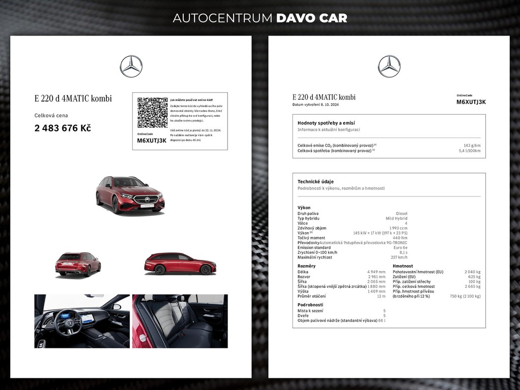 Mercedes E trieda T 220d 4-Matic AMG