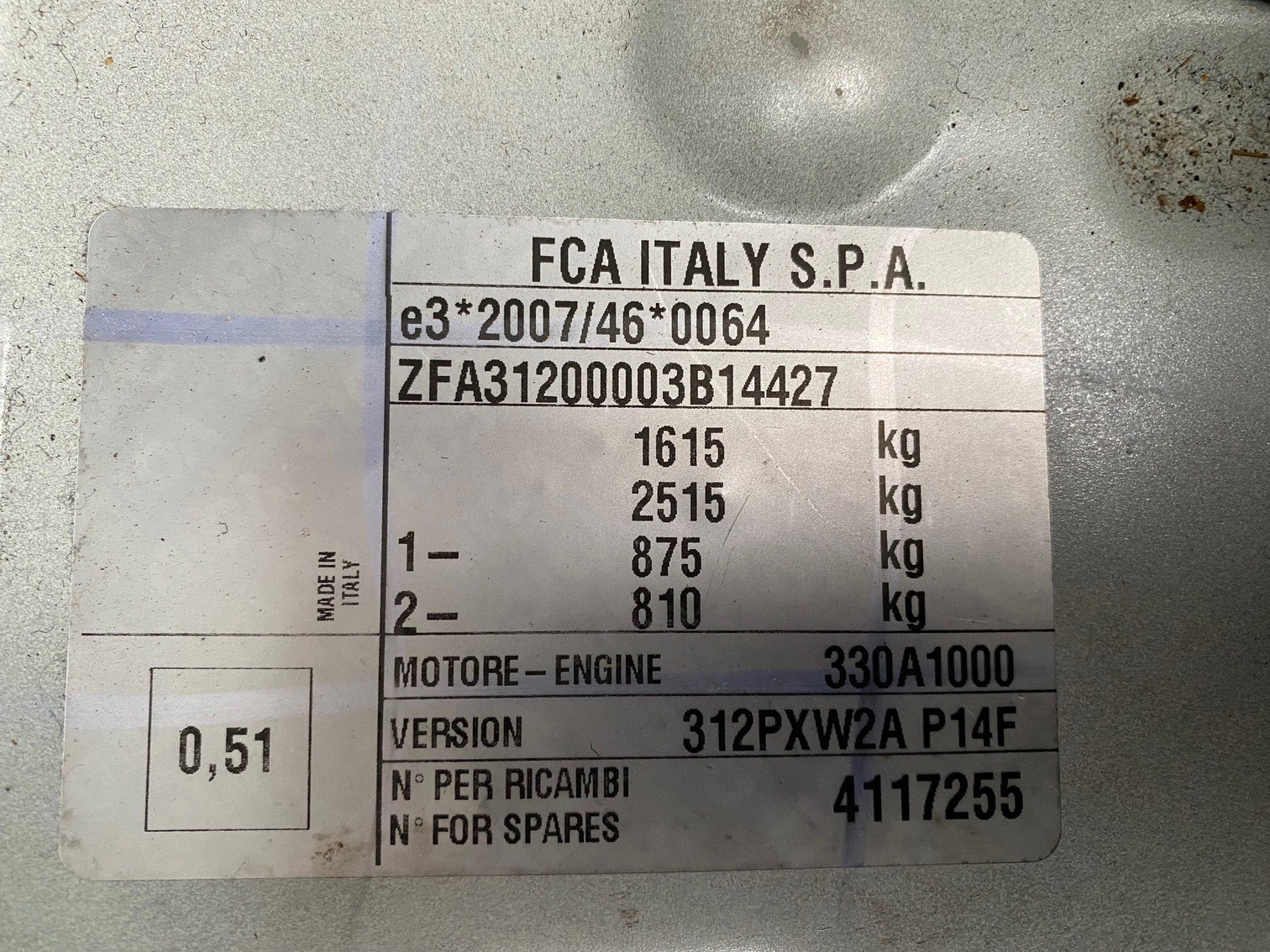 FIAT PANDA 1,3 MultiJet 95 WILD 4x4 VIN 427