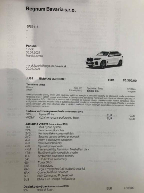 BMW X5 xDrive 30d, A8, 210kW, Mild-hybrid system